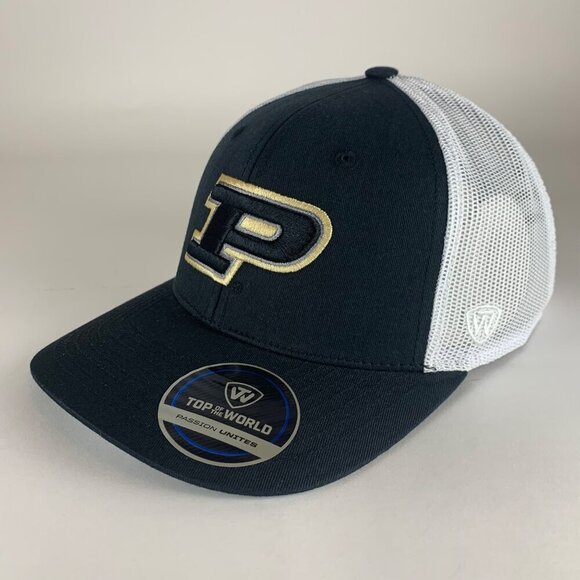 Purdue Boilermakers NCAA Black White Top of the World Snapback Trucker Hat New - Picture 1 of 5